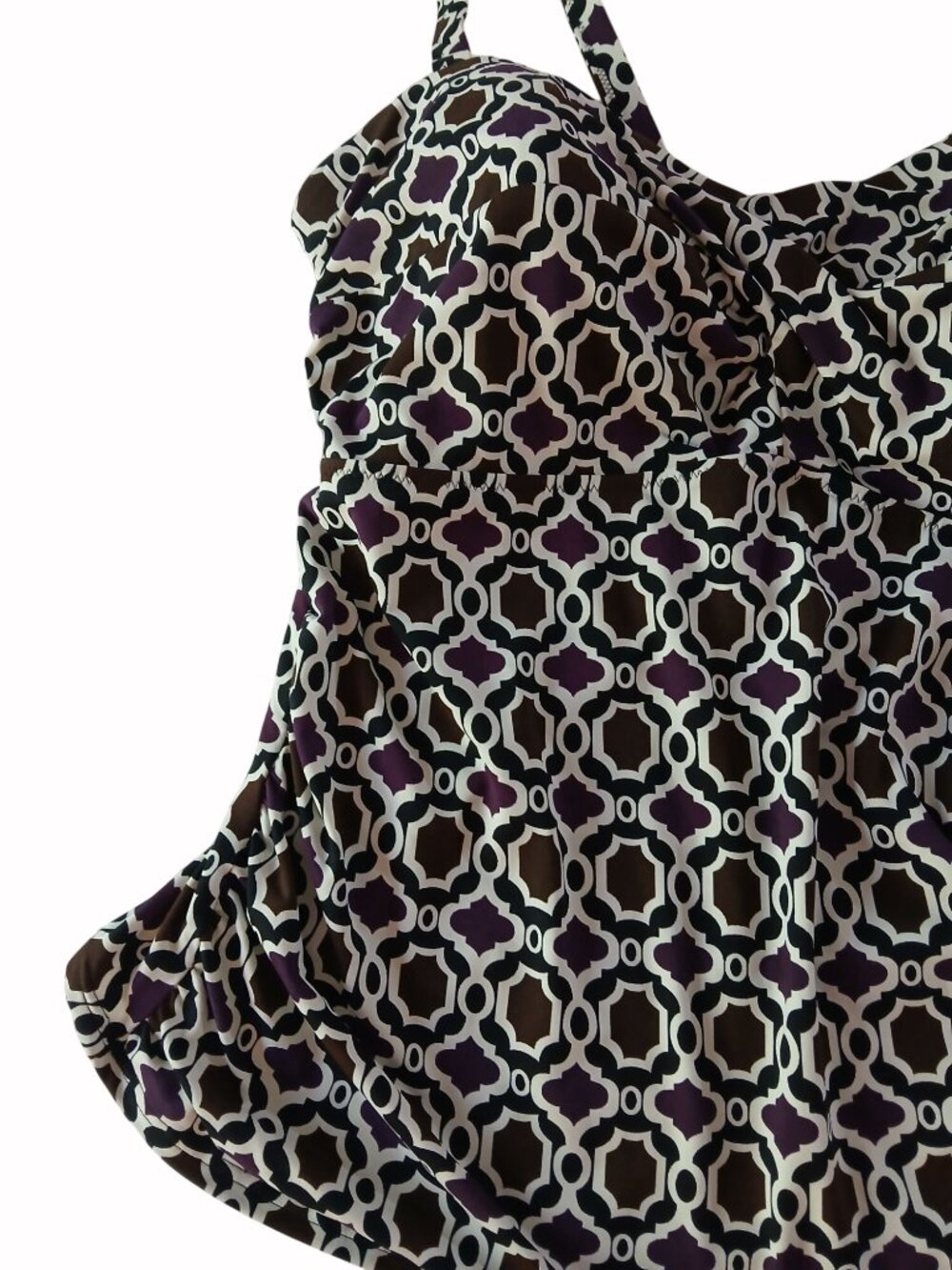 Lands End Top Tankini Swim Size 16 16W Surplice Bust Padded Shelf Bra Geometric - Picture 4 of 15